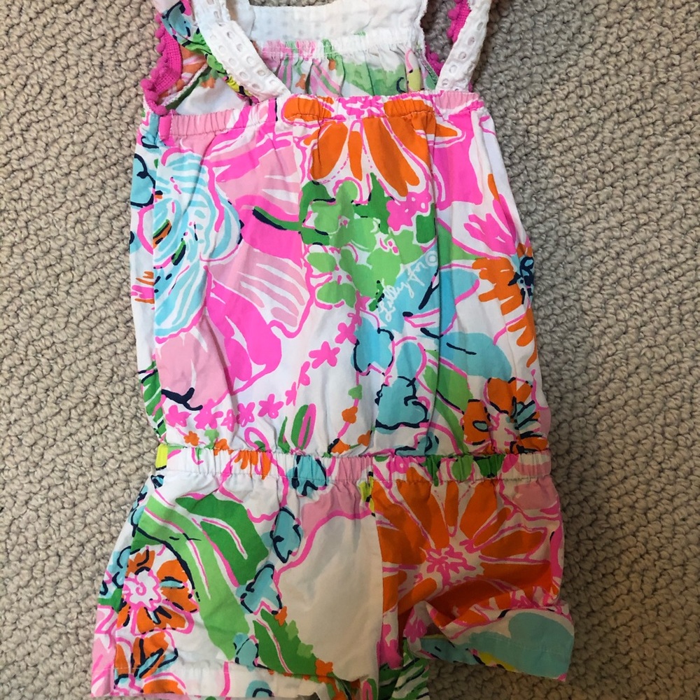 Lily Pulitzer bright floral shorts romper, 12m